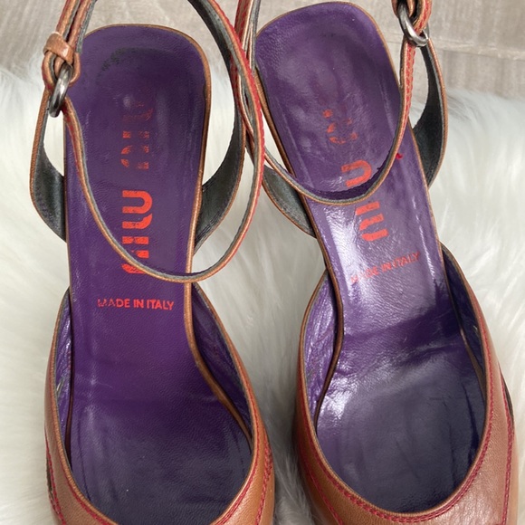 ❌sold❌MIU MIU vintage peep toe sandals platform heels 36 - Picture 4 of 7